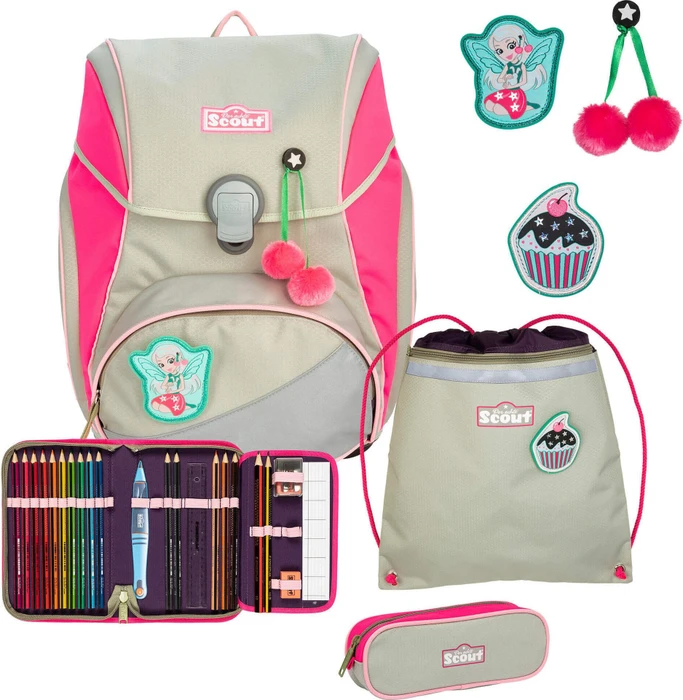 Scout Alpha DIN Pink Cherry Schultaschen-Set, 4-tlg.