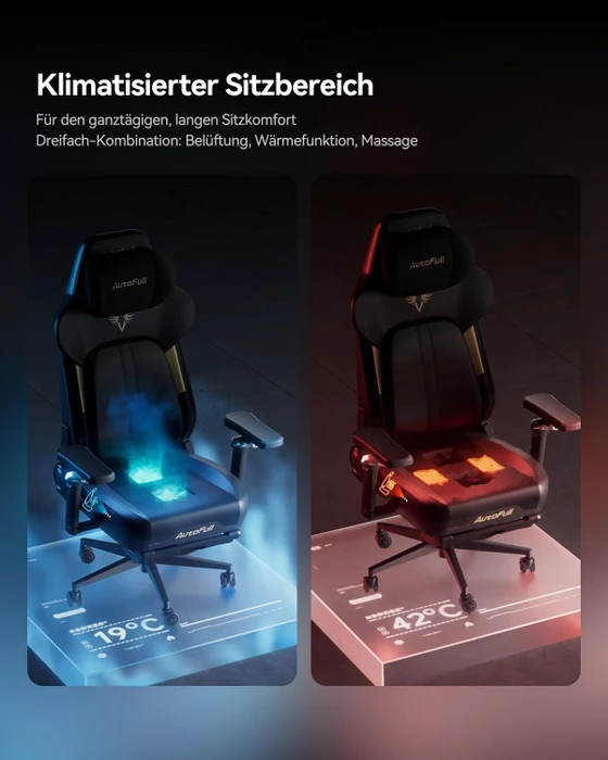 AutoFull M6 Ultra 2.0 Gamingstuhl mit Massagefunktion, schwarz