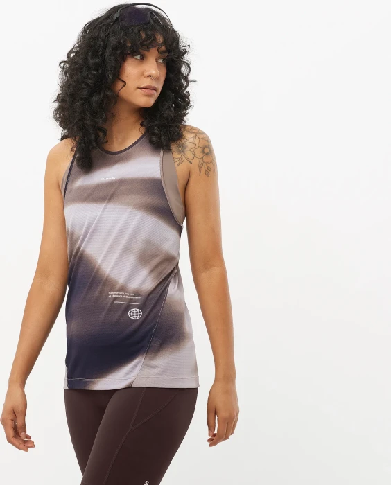 Salomon Shakeout Core Graphic Laufshirt ärmellos etherea/astral aura/cosmic sky (Damen)