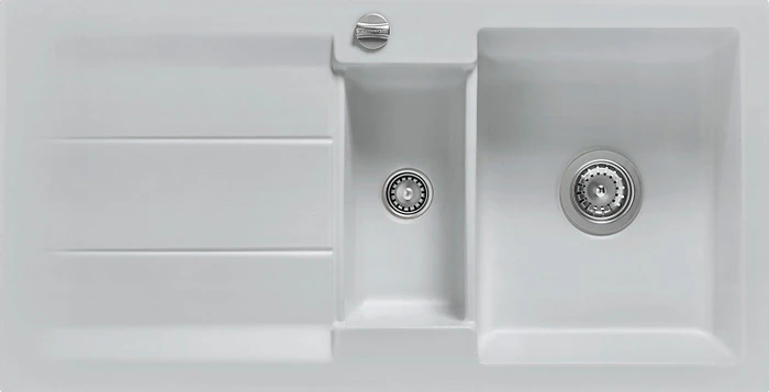 systemceram Genea 100 F Einbau Becken reversibel mit Ablauffernbedienung alu