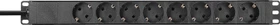 Adam Hall 19" Stromverteiler RACK PDU 8S mit Schalter, 1HE, 8-fach, 250V, schwarz, 1.8m