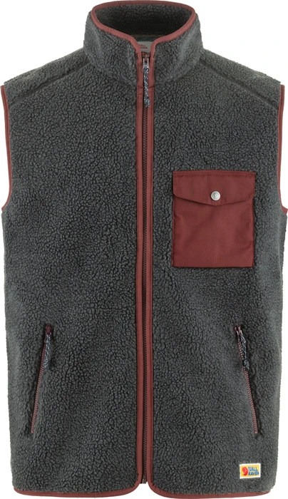 Fjällräven Vardag Pile Fleece Weste dark grey/maroon (Herren)