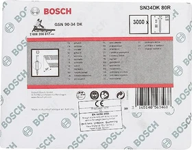 Bosch Professional SN34DK 80R D-Kopf Streifennagel 34° gerillt geharzt Tacker-Nägel, 80x3.1mm, 3000 Stück