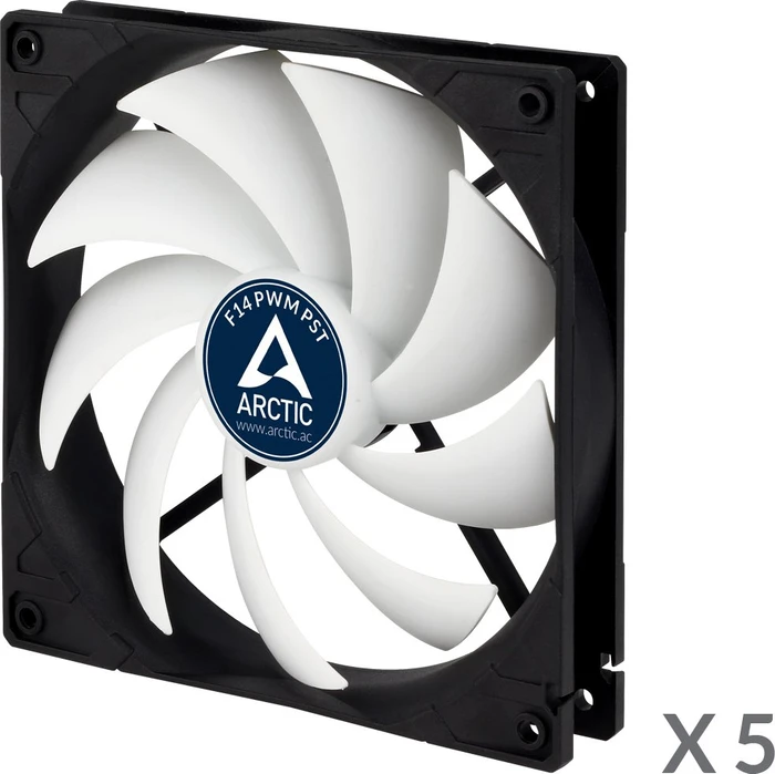 ARCTIC F14 PWM PST schwarz/weiß, 140mm, 5er-Pack