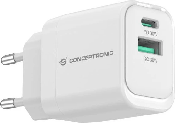 Conceptronic 2-Port 33W GaN USB-PD-Ladegerät weiß