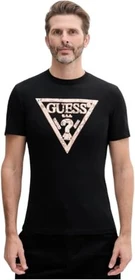Guess Logo-Dreieck T-Shirt kurzarm schwarz (Herren)