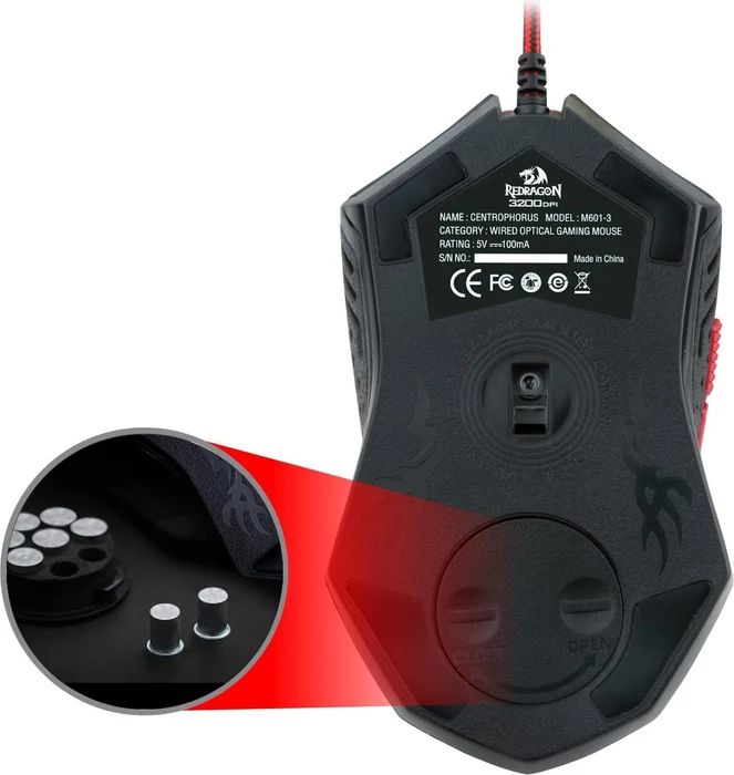 Redragon M601-3 Centrophorus schwarz/rot, inkl. Mousepad, USB
