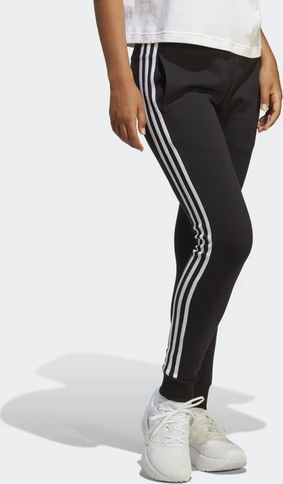 adidas Essentials 3-Streifen French Terry Cuffed Trainingshose lang schwarz/weiß (Damen)