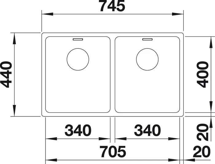 Blanco Andano 340/340-U InFino Unterbau Doppelspüle edelstahl