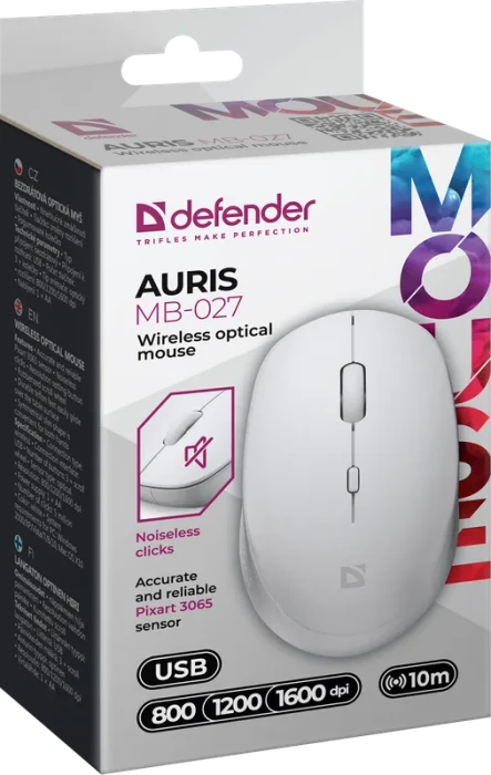 Defender Auris MB-027 Silent Wireless Optical Mouse weiß, USB