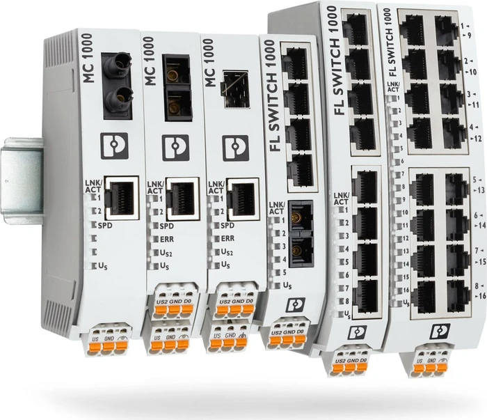 Phoenix Contact FL 1000 Industrial Railmount Switch 1008N, 8x RJ-45