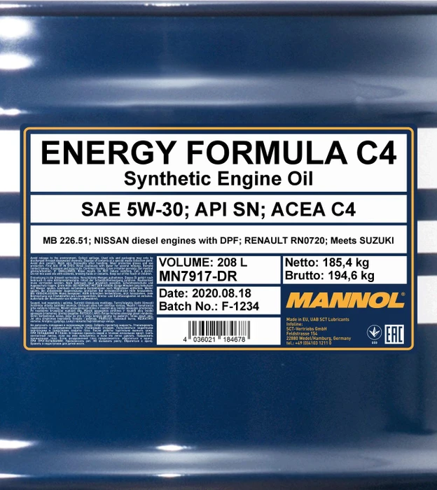 Mannol Energy Formula C4 5W-30 208l