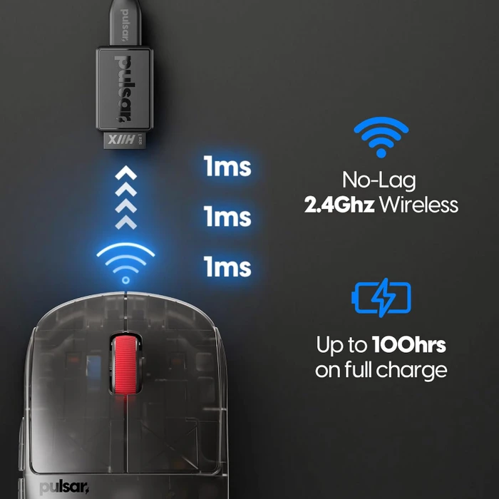 Pulsar Gaming Gears X2H Mini Wireless ClearBlack Edition, USB