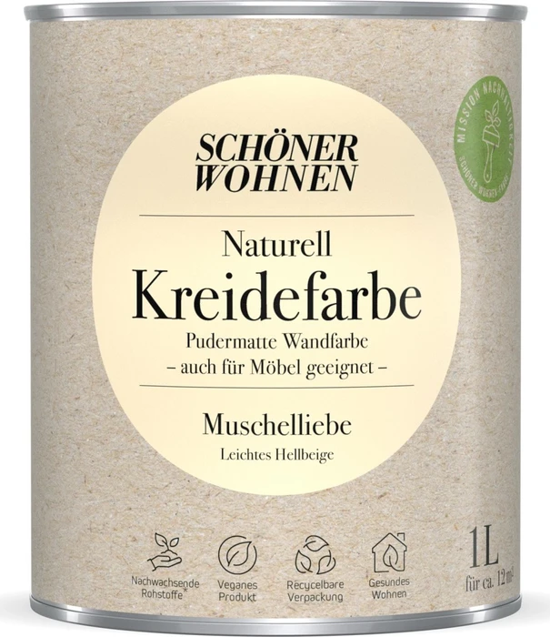 Schöner Wohnen Naturell Kreidefarbe innen muschelliebe leichtes hellbeige, 1l