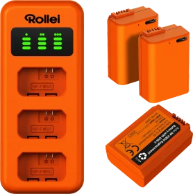 Rollei Ladegerät-Set 3erPack NP-FW50 + Ladegerät
