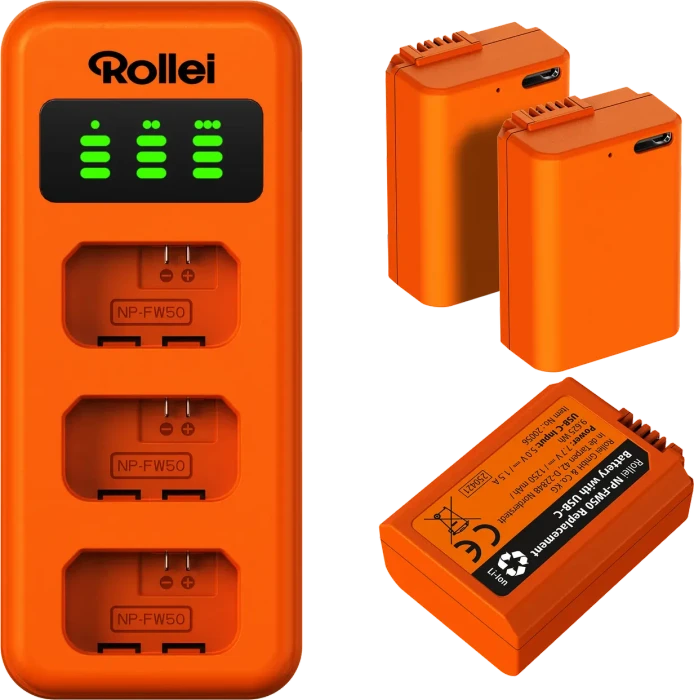 Rollei Ladegerät-Set 3erPack NP-FW50 + Ladegerät