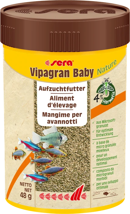 sera Vipagran Baby Nature Mikrosoftgranulat für Jungfische, Aufzuchtfutter, 48g, 100ml