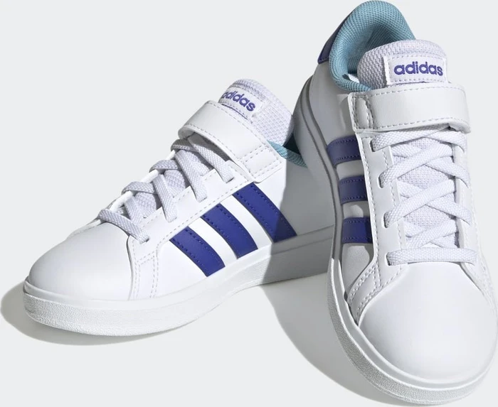 adidas Grand Court Court Elastic Lace and Top Strap cloud white/lucid blue/preloved blue (Junior)