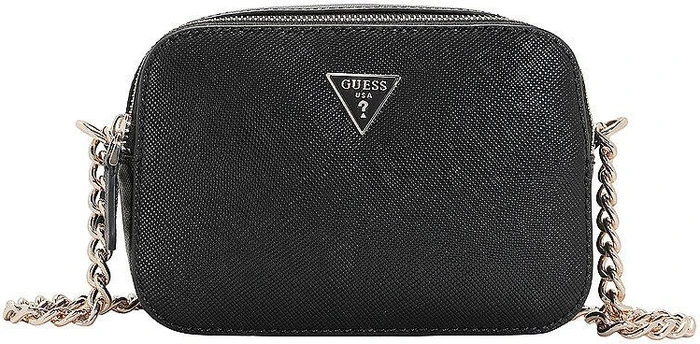 Guess Noelle in Saffian-Optik Umhängetasche schwarz