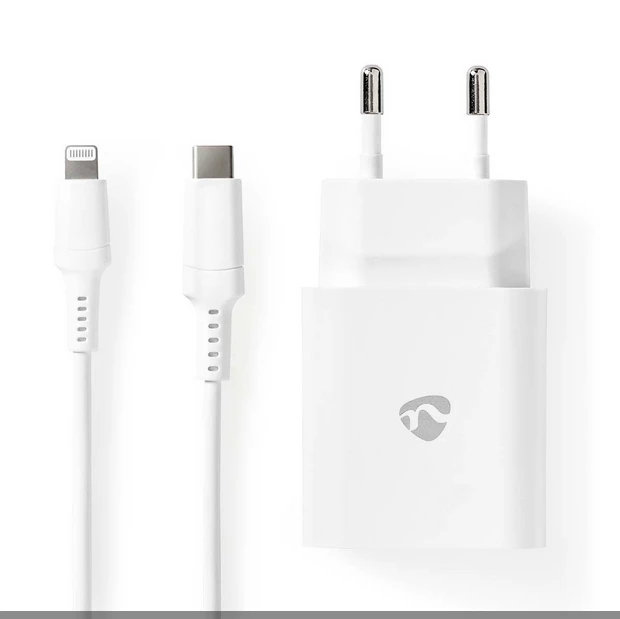 Nedis 20W USB-C Schnellladegerät mit Power Delivery inkl. 1.0m Lightning-Kabel weiß