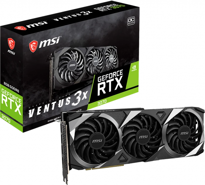 MSI GeForce RTX 3070 Ventus 3X 8G OC LHR, 8GB GDDR6, HDMI, 3x DP