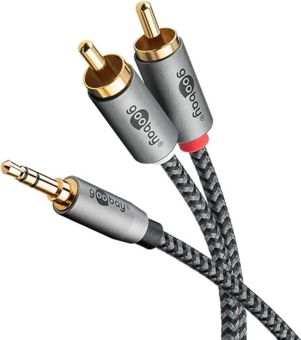 goobay 1x 3.5mm Klinke Stecker/2x Cinch Stecker, 5m