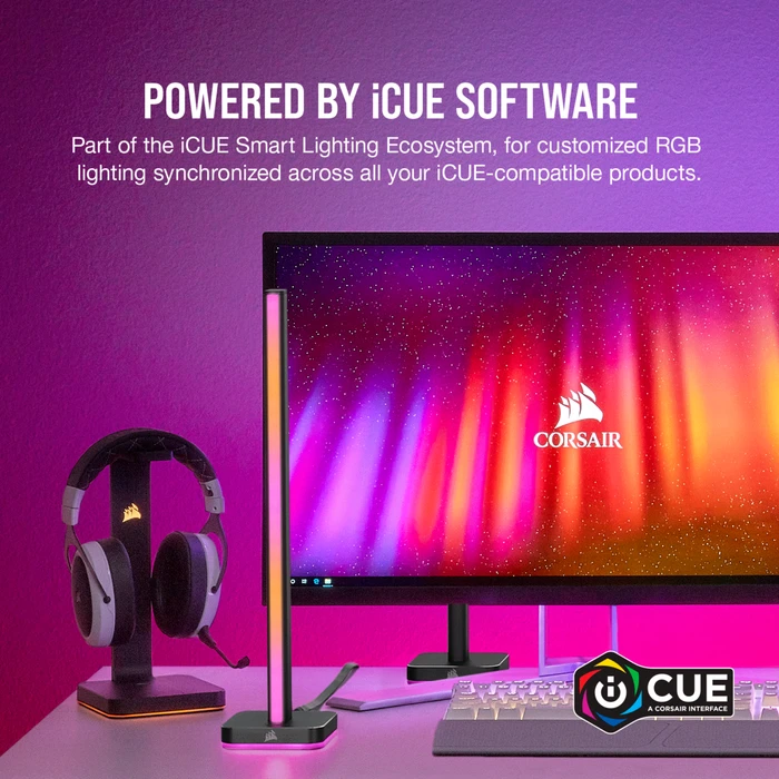 Corsair iCUE LT100 Smart Lighting Towers Starter Kit, RGB-Beleuchtungsset, 2er-Pack, schwarz