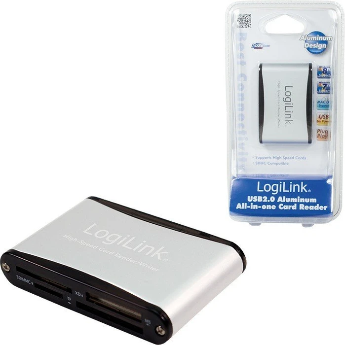 LogiLink Aluminium Multi-Slot-Cardreader, USB 2.0 Mini-B [Buchse]