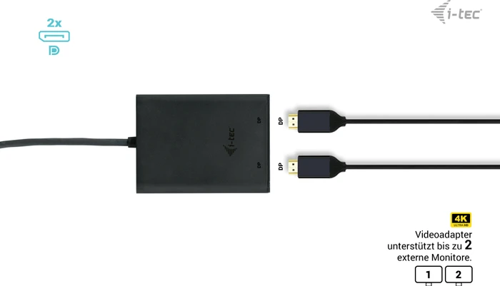 i-tec USB-C Dual 4K/60Hz (single 8K/30Hz) DP Video Adapter, USB-C 3.0 [Stecker]