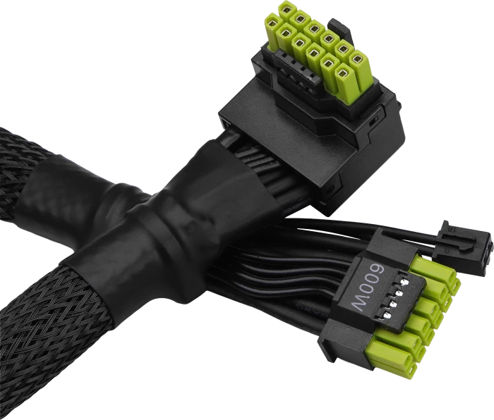 ASRock CB-12V2X6L600W, natives 12V-2x6 Kabel, 1x 16-Pin PCIe 5.1 Stecker auf 16-Pin PCIe 5.1 Stecker, schwarz, 90° gewinkelt, 70cm