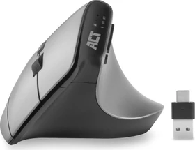 Act Wireless Ergonomic Mouse, schwarz/silber, USB-C/USB-A/Bluetooth (AC5155)