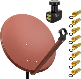 PremiumX Satelliten-Komplettanlage 100cm Satellitenschüssel Stahl rot
