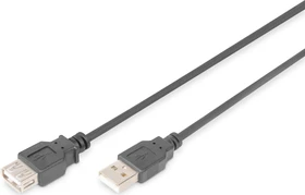 Digitus USB 2.0 Verbindungskabel, USB-A [Stecker] auf USB-A [Buchse], 1.8m schwarz (AK-300202-018-S)
