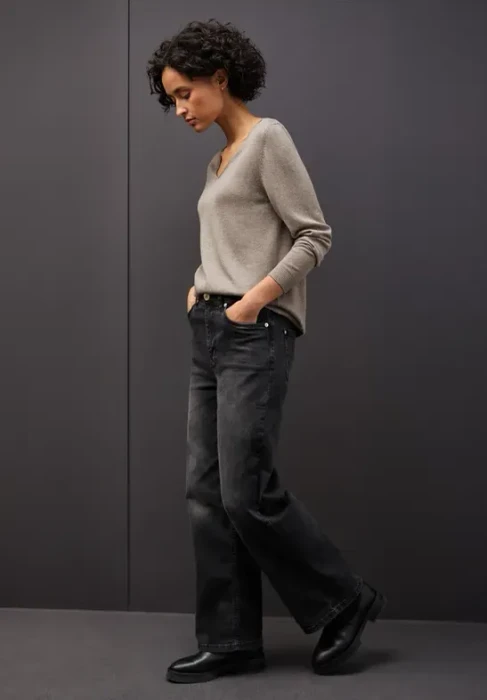 Street One V-Neck Pullover mocha dream mel. (Damen)