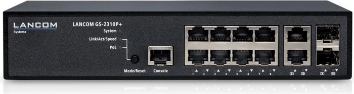 Lancom GS-2310 Desktop Gigabit Managed Switch, 8x RJ-45, 2x RJ-45/SFP, 130W PoE+