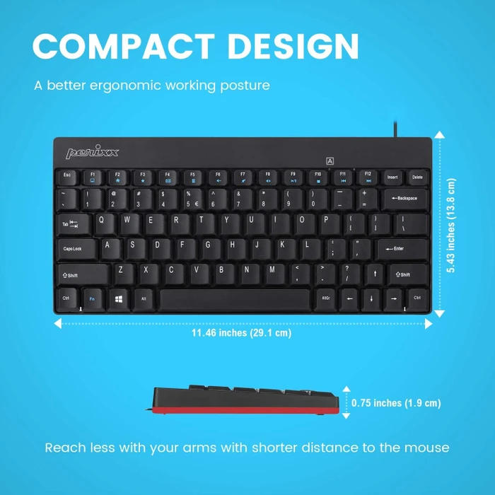 Perixx Periboard-422 Mini-C Keyboard, schwarz, USB, US