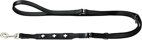 Hunter Swiss Verstellbare Führleine für Hunde, Leder, hochwertig, schweizer Kreuz, 1.8x200cm, schwarz