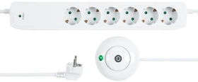 REV Ritter Energie-Spar-Steckdosenleiste mit Fußschalter, 6-fach, 1.4m, weiß