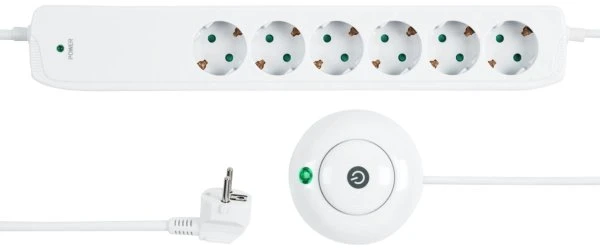 REV Ritter Energie-Spar-Steckdosenleiste mit Fußschalter, 6-fach, 1.4m, weiß