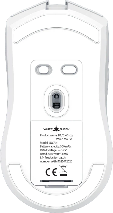 White Shark Lucan Wireless Gaming Mouse, weiß, USB/Bluetooth