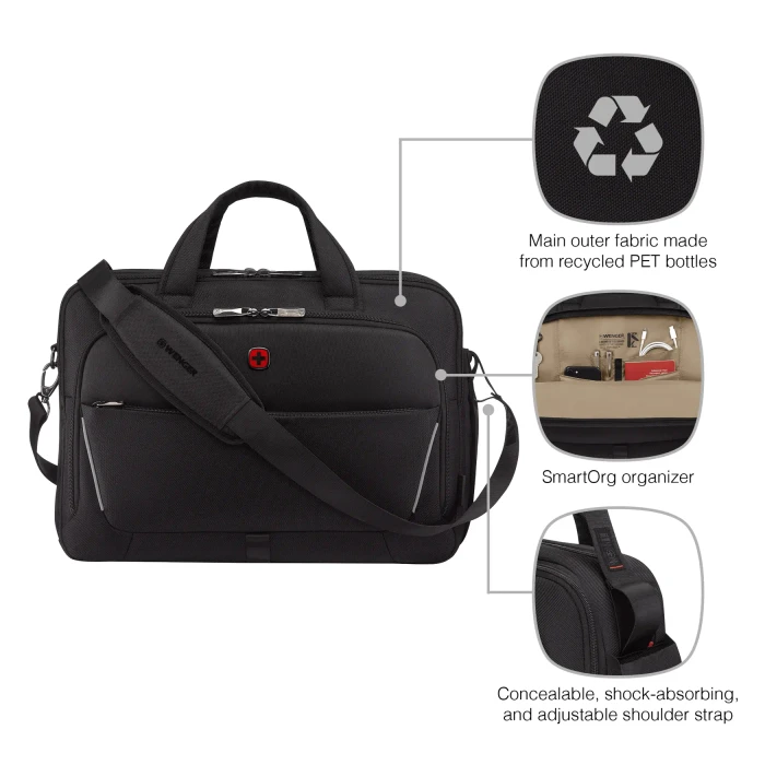 Wenger Meteor Brief 16-17" Laptop-Aktentasche, schwarz