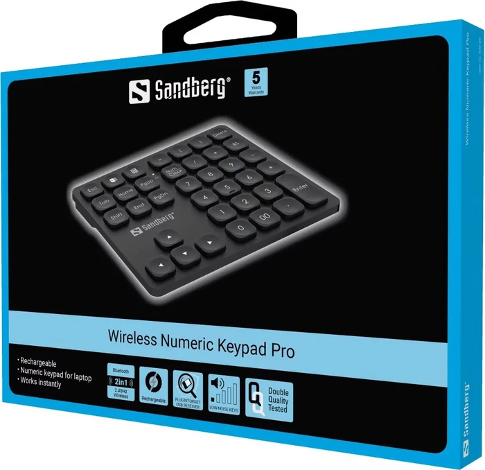 Sandberg Wireless Numeric Keypad Pro, schwarz, USB/Bluetooth