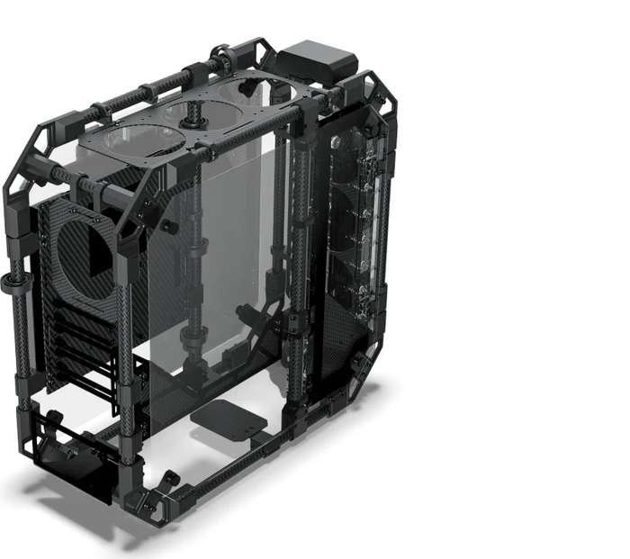 Alphacool Apex Pro Skeleton Carbon, schwarz, Glasfenster