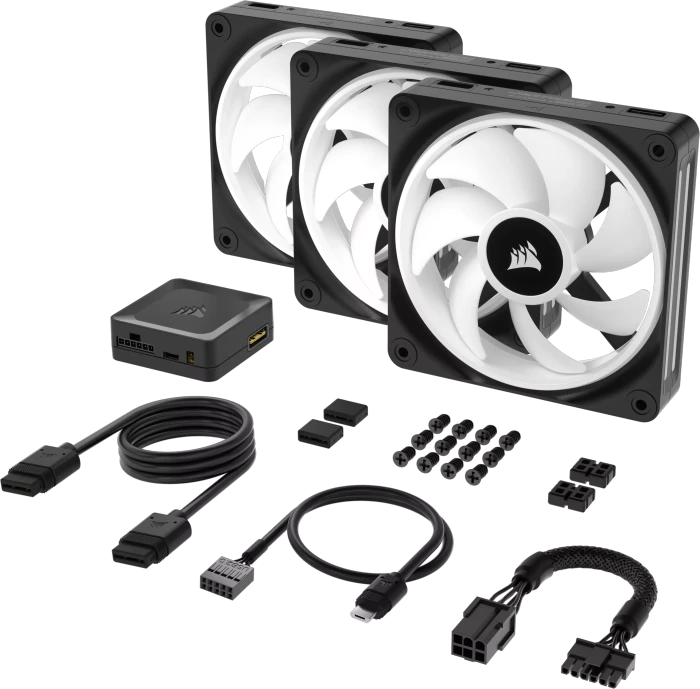 Corsair iCUE LINK QX120 RGB Starter Kit, schwarz, LED-Steuerung, 120mm, 3er-Pack