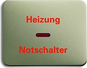 Busch-Jaeger Alpha Wippe mit Aufdruck mit kleiner roter Kalotte, palladium