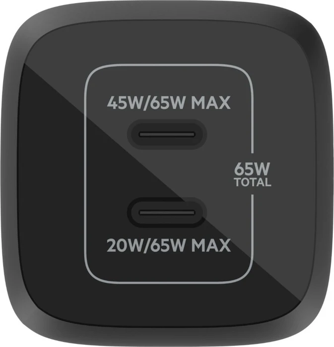 Belkin BoostCharge Pro USB-C-GaN-Ladegerät mit zwei Anschlüssen und PPS (65W) schwarz