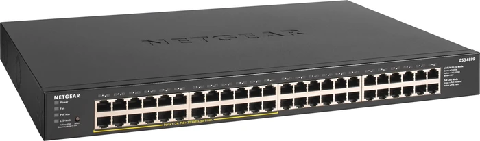 Netgear SOHO GS300 Rackmount Gigabit Switch, 48x RJ-45, 380W PoE+