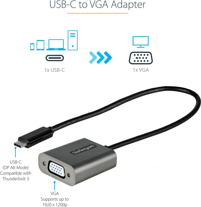 StarTech USB-C-VGA-Adapter, schwarz