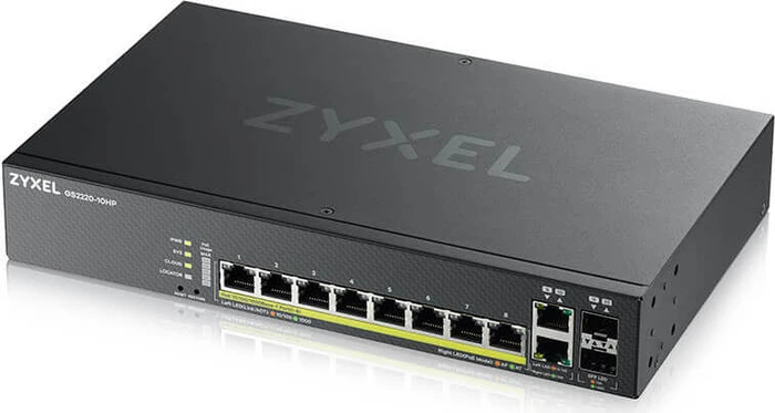 Zyxel GS2220 Desktop Gigabit Managed Switch, 8x RJ-45, 2x RJ-45/SFP, 180W PoE+