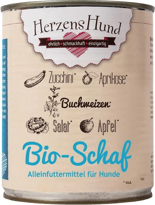Herzens Hund Bio Schaf mit Bio Gemüse